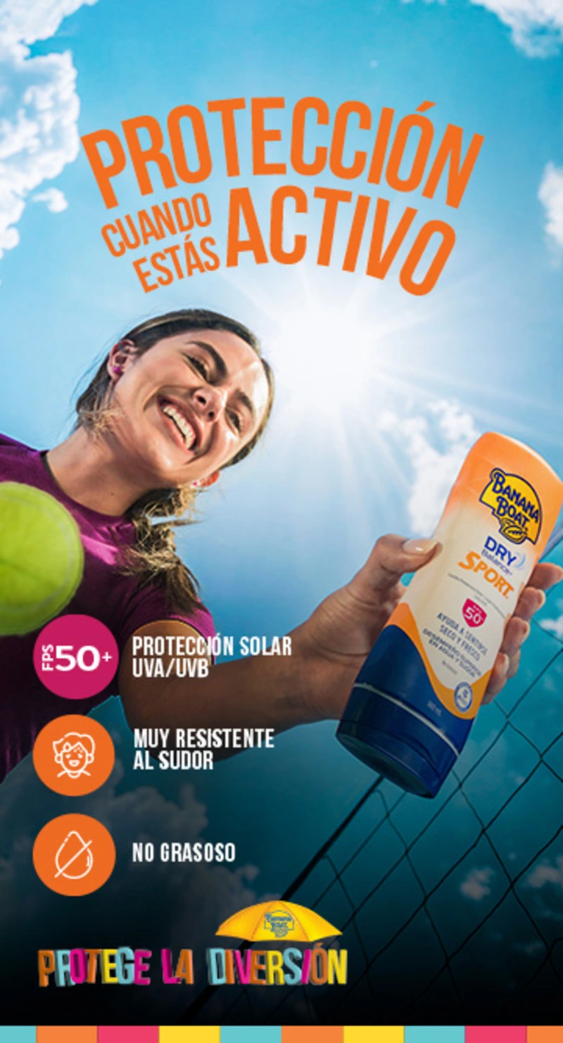 mujer con protector solar Banana Boa movil
